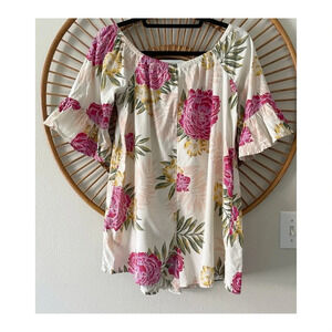 Billabong off the shoulder floral romper size M